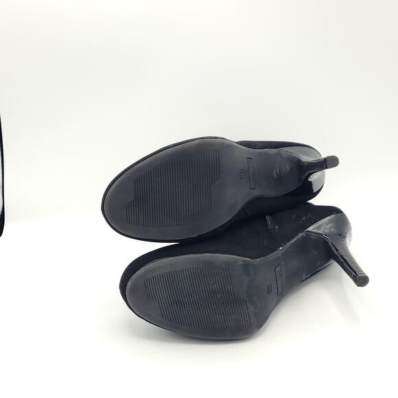 Madeline Stuart black suede heels ankle booties rhinestone strap women's size 8 - Picture 5 of 9